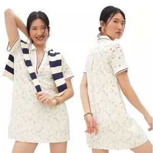 Maeve Anthropologie Sonnie Tunic Dress Size XS In White & Beige Collared Floral